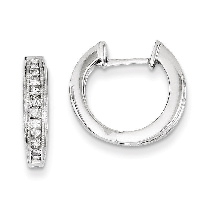 Diamond Complete Hinged Hoop Earrings 14k White Gold XE769A, MPN: XE769A, 843642050602