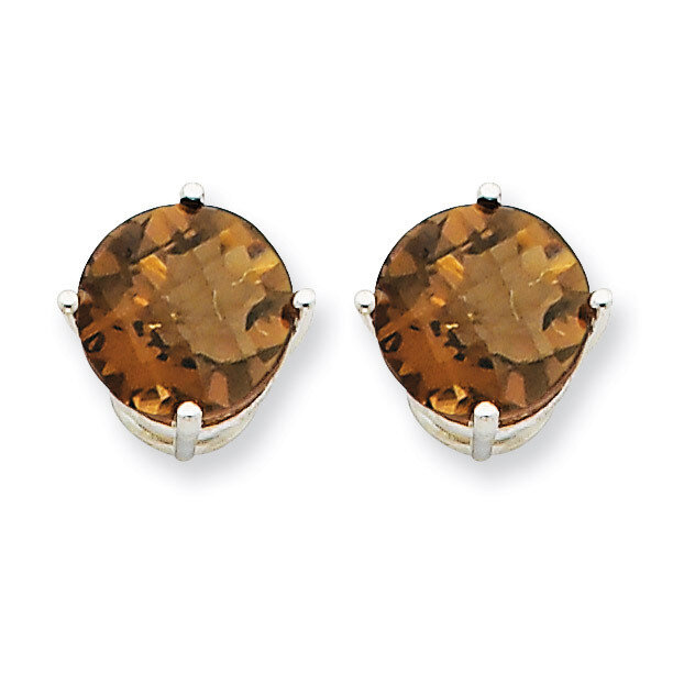 9mm Round Smokey Quartz Earrings 14k White Gold XE76WCQ, MPN: XE76WCQ, 883957099590