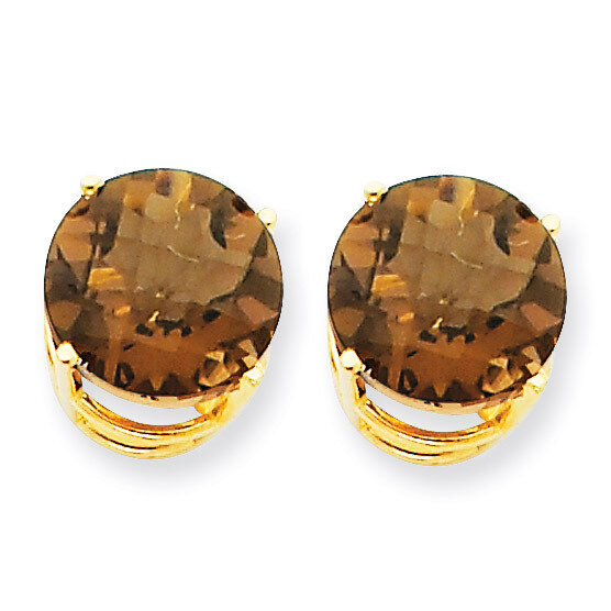 10mm Round Smokey Quartz Earrings 14k Gold XE77CQ, MPN: XE77CQ, 883957099712