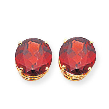 Garnet Diamond Round Stud Earrings 14k Gold XE77GA