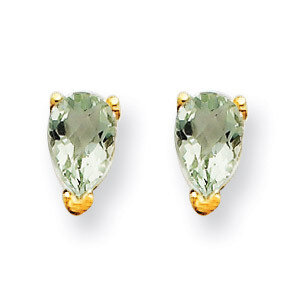 5x3 Pear Green Quartz Earrings 14k Gold XE78CG