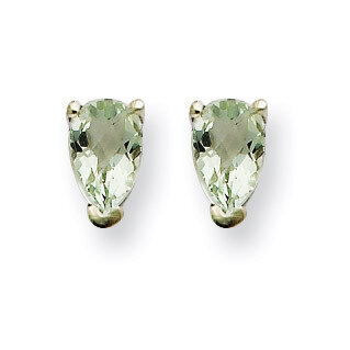 5x3 Pear Green Quartz Earrings 14k White Gold XE78WCG, MPN: XE78WCG, 883957100043