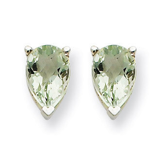 6x4 Pear Green Quartz Earrings 14k White Gold XE79WAG, MPN: XE79WAG, 883957102931