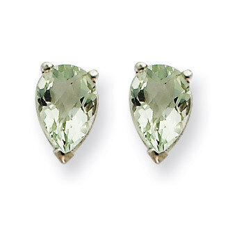6x4 Pear Green Quartz Earrings 14k White Gold XE79WCG, MPN: XE79WCG, 883957102979