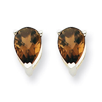 6x4 Pear Smokey Quartz Earrings 14k White Gold XE79WCQ, MPN: XE79WCQ, 883957102993