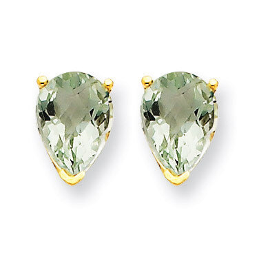 7x5 Pear Green Quartz Earrings 14k Gold XE80AG, MPN: XE80AG, 883957103143