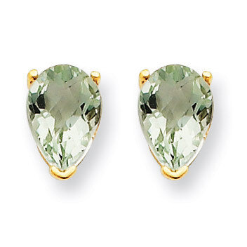 7x5 Pear Green Quartz Earrings 14k Gold XE80CG, MPN: XE80CG, 883957103174