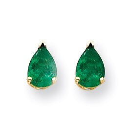 Emerald Post Earrings 14k Gold XE80E-B, MPN: XE80E-B, 883957335728