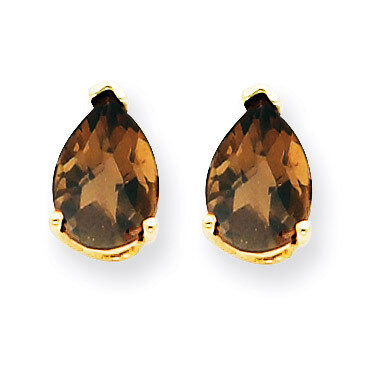 7x5 Pear Smokey Quartz Earrings 14k Gold XE80SQ