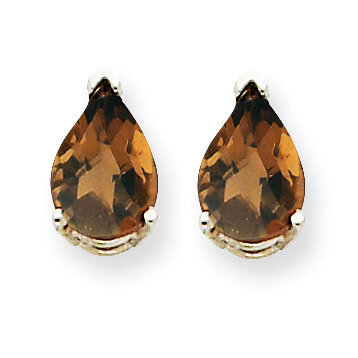 7x5 Pear Smokey Quartz Earrings 14k White Gold XE80WSQ, MPN: XE80WSQ, 883957103440