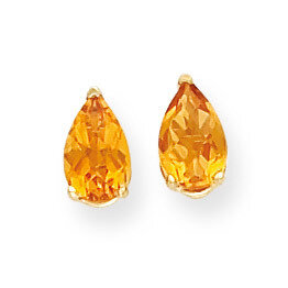 8x5mm Pear Citrine Checker Earrings 14k Gold XE81CC, MPN: XE81CC, 883957103501