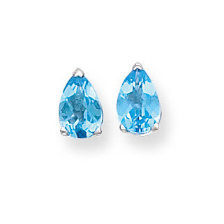 8x5mm Pear Blue Topaz Checker Earrings 14k White Gold XE81WBC, MPN: XE81WBC, 883957103655