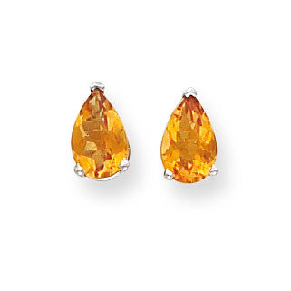 8x5mm Pear Citrine Checker Earrings 14k White Gold XE81WCC, MPN: XE81WCC, 883957103679