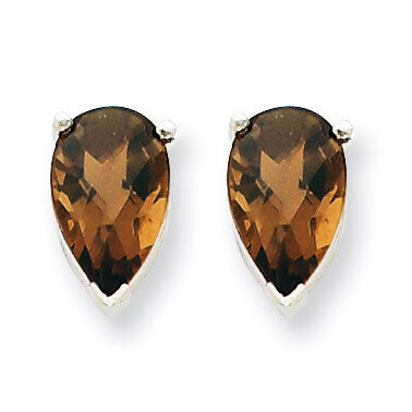 8x5 Pear Smokey Quartz Earrings 14k White Gold XE81WCQ, MPN: XE81WCQ, 883957103709