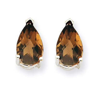 8x5 Pear Smokey Quartz Earrings 14k White Gold XE81WSQ, MPN: XE81WSQ, 883957103792
