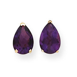 9x6mm Pear Amethyst Checker Earrings 14k Gold XE82AC, MPN: XE82AC, 883957103822