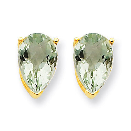 9x6 Pear Green Quartz Earrings 14k Gold XE82AG