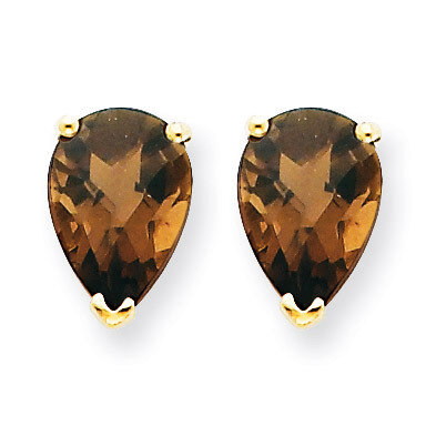 9x6 Pear Smokey Quartz Earrings 14k Gold XE82CQ