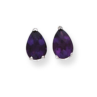 9x6mm Pear Amethyst Checker Earrings 14k White Gold XE82WAC, MPN: XE82WAC, 883957103938