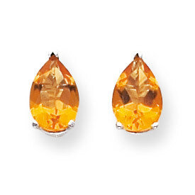 9x6mm Pear Citrine Earrings 14k White Gold XE82WCI