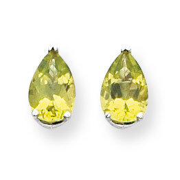 9x6mm Pear Peridot Earrings 14k White Gold XE82WPE, MPN: XE82WPE, 883957104058