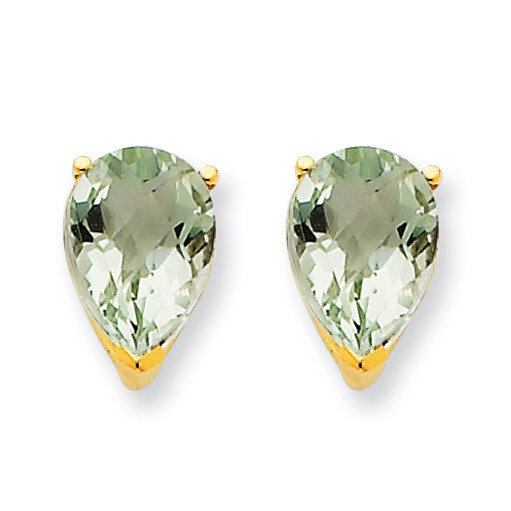 10x7 Pear Green Quartz Earrings 14k Gold XE83CG