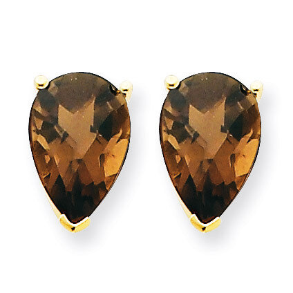 10x7 Pear Smokey Quartz Earrings 14k Gold XE83CQ, MPN: XE83CQ, 883957104805