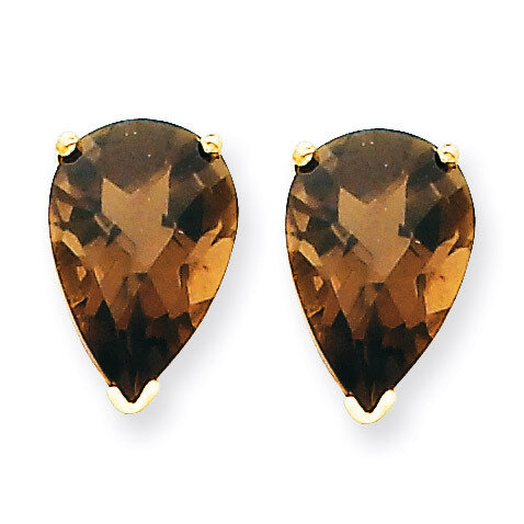 12x8 Pear Smokey Quartz Earrings 14k Gold XE84CQ, MPN: XE84CQ, 883957105161