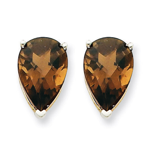 12x8 Pear Smokey Quartz Earrings 14k White Gold XE84WCQ, MPN: XE84WCQ, 883957105260