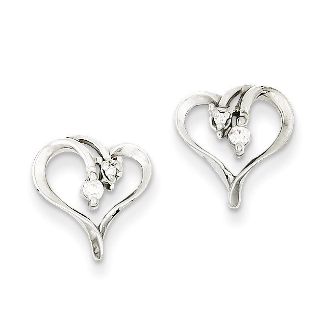 Diamond Heart Earrings 14k White Gold XE851WAA, MPN: XE851WAA, 883957105383
