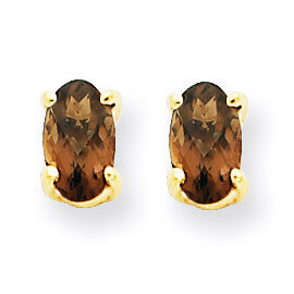 5x3 Oval Smokey Quartz Earrings 14k Gold XE85SQ, MPN: XE85SQ, 883957105543