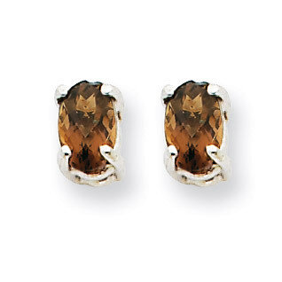 5x3 Oval Smokey Quartz Earrings 14k White Gold XE85WCQ, MPN: XE85WCQ, 883957105611