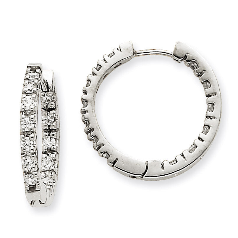 Diamond Hinged Hoop Earrings 14k White Gold XE866WVS, MPN: XE866WVS, 883957106212