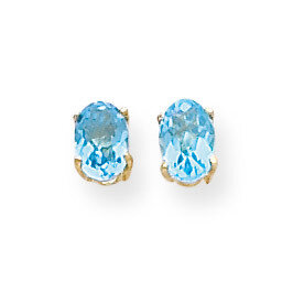 6x4mm Oval Blue Topaz Checker Earrings 14k Gold XE86BC, MPN: XE86BC, 883957106403