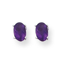 6x4mm Oval Amethyst Checker Earrings 14k White Gold XE86WAC, MPN: XE86WAC, 883957225036