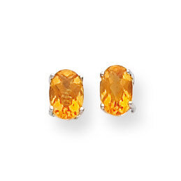6x4mm Oval Citrine Checker Earringd 14k White Gold XE86WCC, MPN: XE86WCC, 883957106601