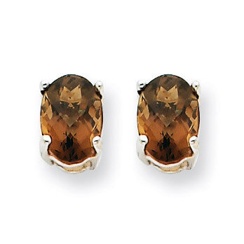 6x4 Oval Smokey Quartz Earrings 14k White Gold XE86WCQ, MPN: XE86WCQ, 883957106632