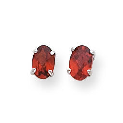 6x4mm Oval Garnet Checker Earrings 14k White Gold XE86WGC, MPN: XE86WGC, 883957106670