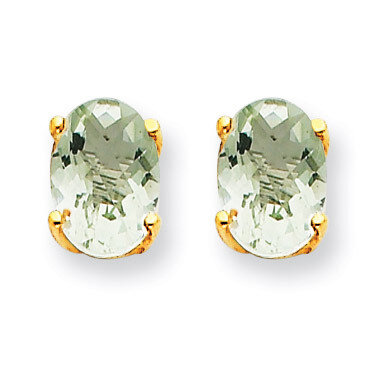 7x5 Oval Green Quartz Earrings 14k Gold XE87AG, MPN: XE87AG, 883957107417