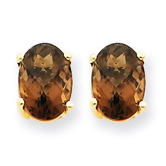 7x5 Oval Smokey Quartz Earrings 14k Gold XE87SQ, MPN: XE87SQ, 883957107578