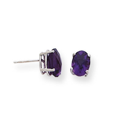 7x5mm Oval Amethyst Checker Earrings 14k White Gold XE87WAC, MPN: XE87WAC, 883957225029