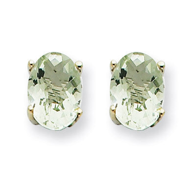 7x5 Oval Green Quartz Earrings 14k White Gold XE87WAG, MPN: XE87WAG, 883957107585