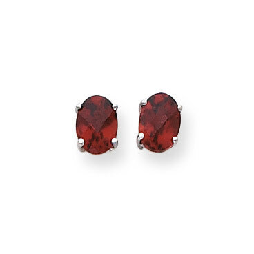 7x5mm Oval Garnet Checker Earrings 14k White Gold XE87WGC, MPN: XE87WGC, 883957107714
