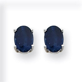Sapphire Earrings 14k White Gold XE87WS-B