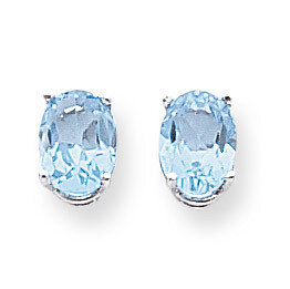 8x6mm Oval Blue Topaz Earrings 14k White Gold XE88WBT, MPN: XE88WBT, 883957108339