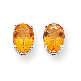 8x6mm Oval Citrine Earrings 14k White Gold XE88WCI