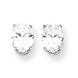 8x6mm Oval CZ Diamond Earrings 14k White Gold XE88WCZ Diamond