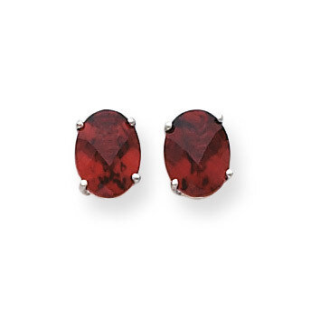 8x6mm Oval Garnet Checker Earrings 14k White Gold XE88WGC, MPN: XE88WGC, 883957108414