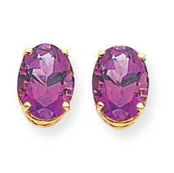 9x7mm Oval Amethyst Earrings 14k Gold XE89AM, MPN: XE89AM, 883957339788