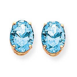 9x7mm Oval Blue Topaz Earrings 14k Gold XE89BT, MPN: XE89BT, 883957341569